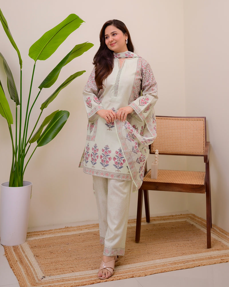 Mint Muse Floral Pakistani Linen Suit