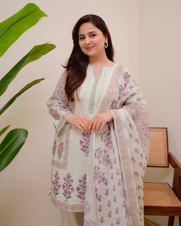 Mint Muse Floral Pakistani Linen Suit