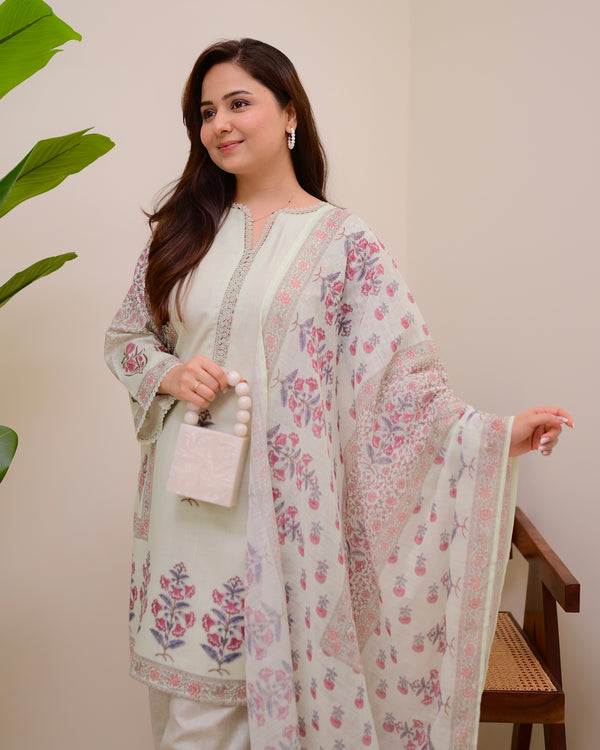 Mint Muse Floral Pakistani Linen Suit