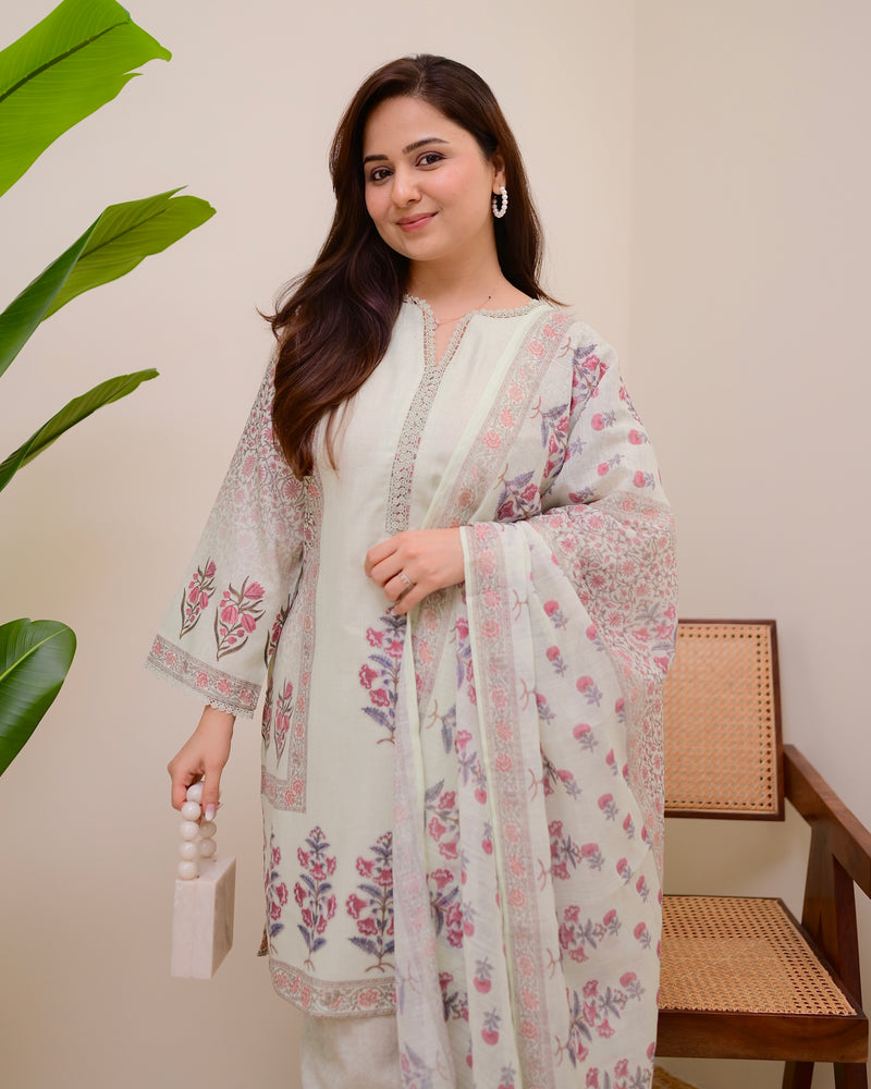 Mint Muse Floral Pakistani Linen Suit