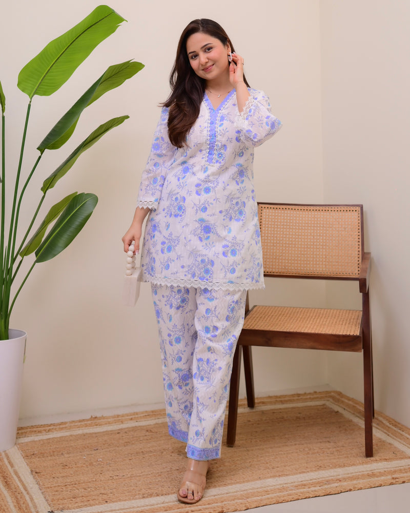 Blue Petals & Pearl Cotton Co-ord