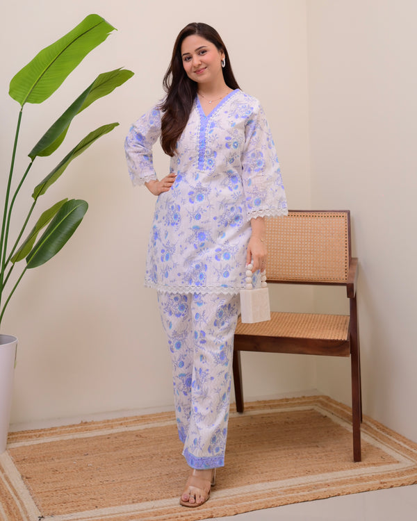 Blue Petals & Pearl Cotton Co-ord