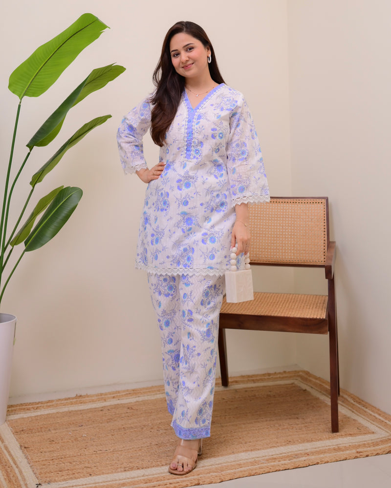 Blue Petals & Pearl Cotton Co-ord