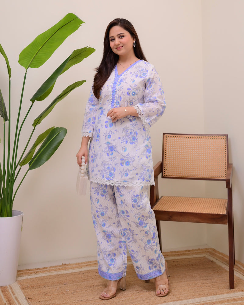 Blue Petals & Pearl Cotton Co-ord