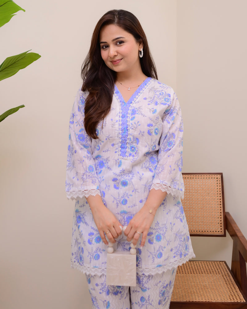 Blue Petals & Pearl Cotton Co-ord