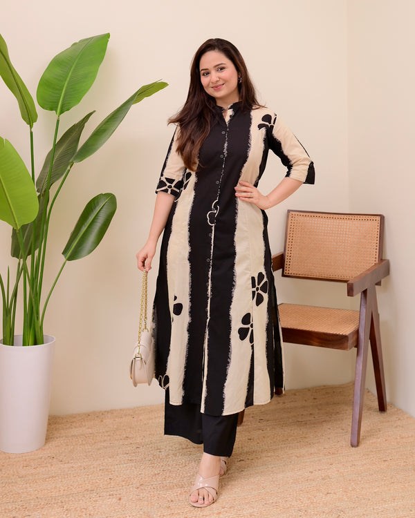 Black Ivory Tie Dye Cotton Kurta Palazzo Set
