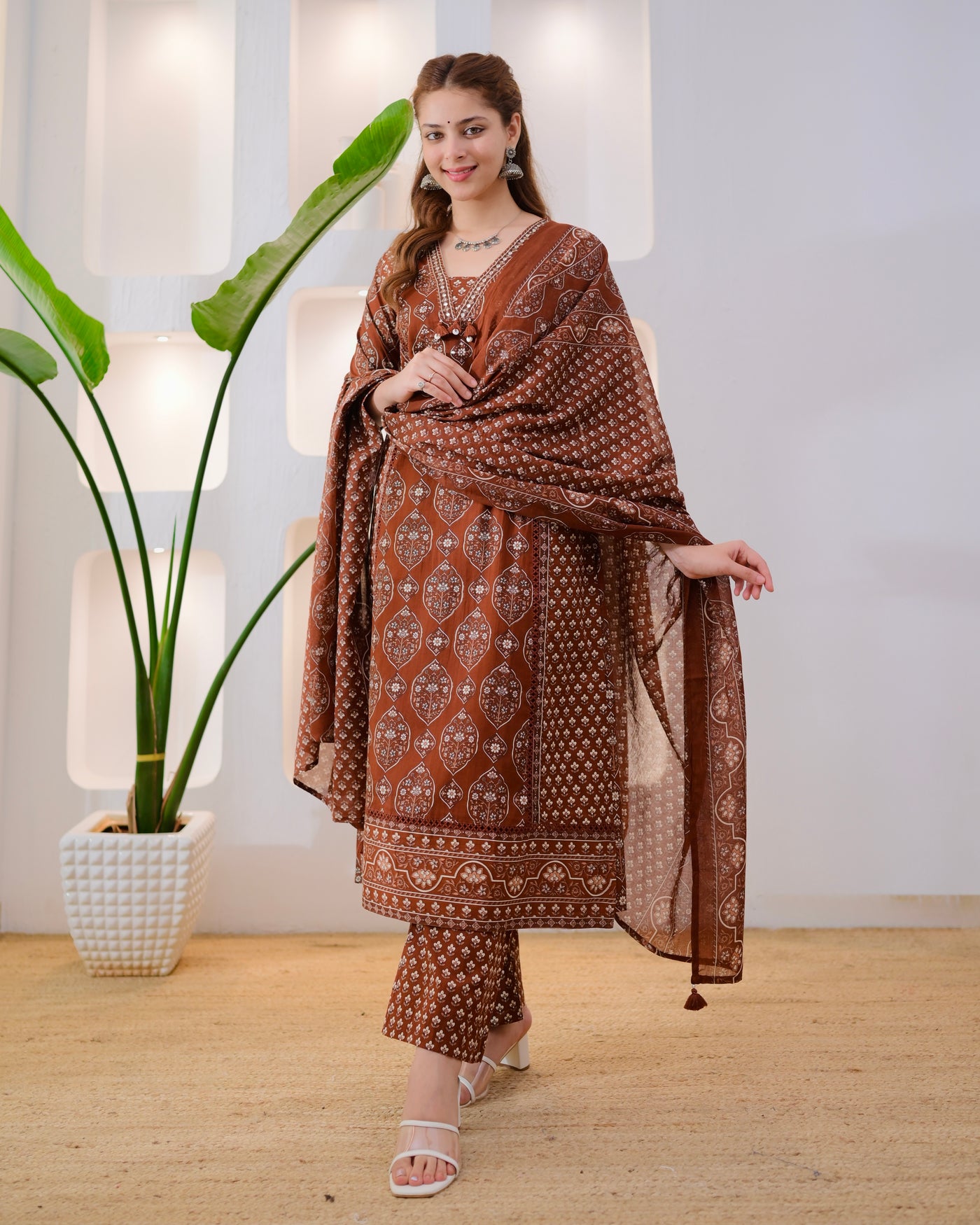 Meher Mocha Premium Cotton Suit