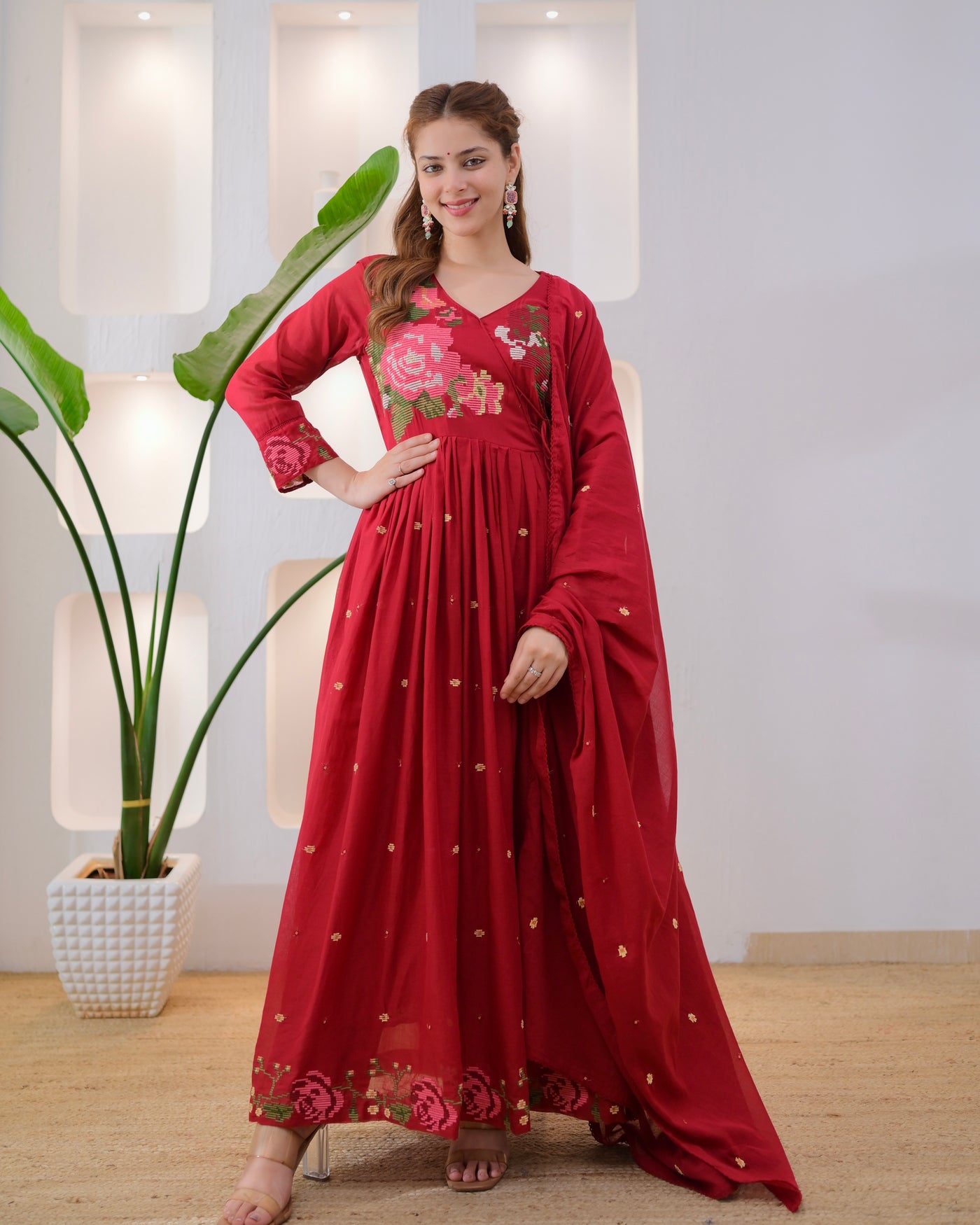 Scarlet Threadwork Mul Cotton A Line Suit