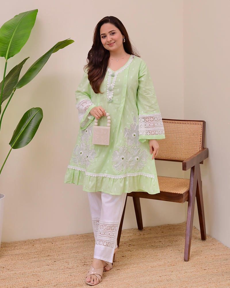 Mint Meher Handwork A Line Kurta Set