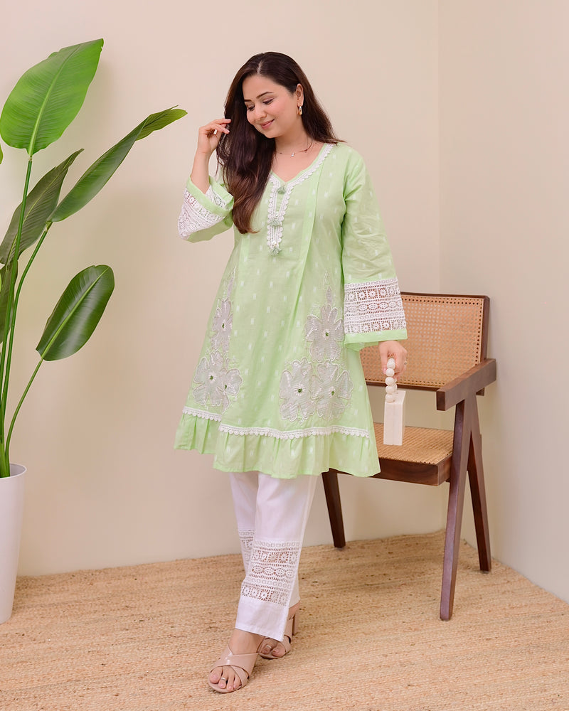 Mint Meher Handwork A Line Kurta Set