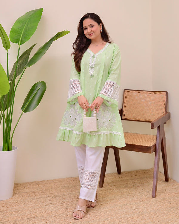 Mint Meher Handwork A Line Kurta Set