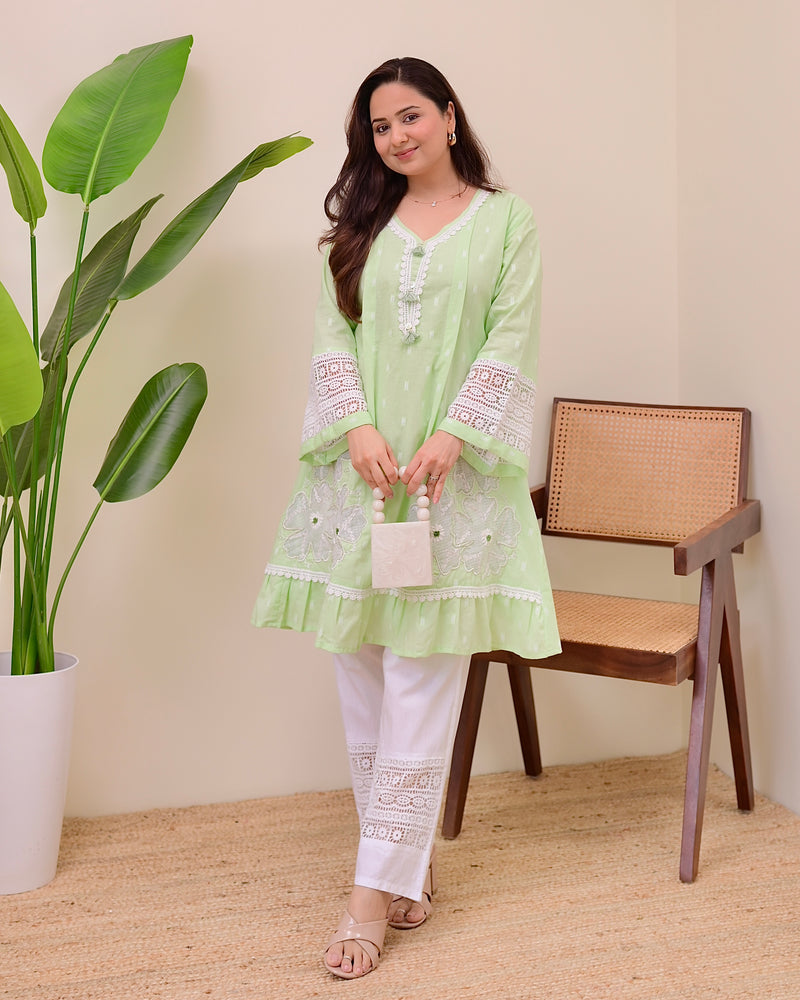 Mint Meher Handwork A Line Kurta Set