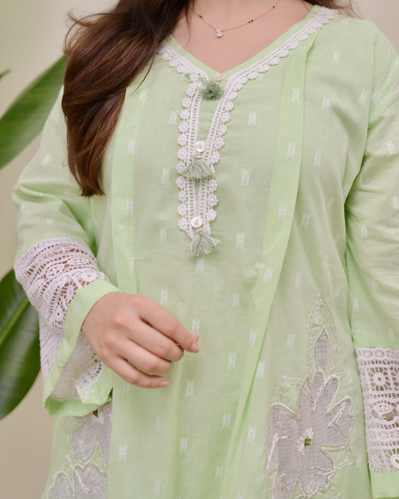 Mint Meher Handwork A Line Kurta Set