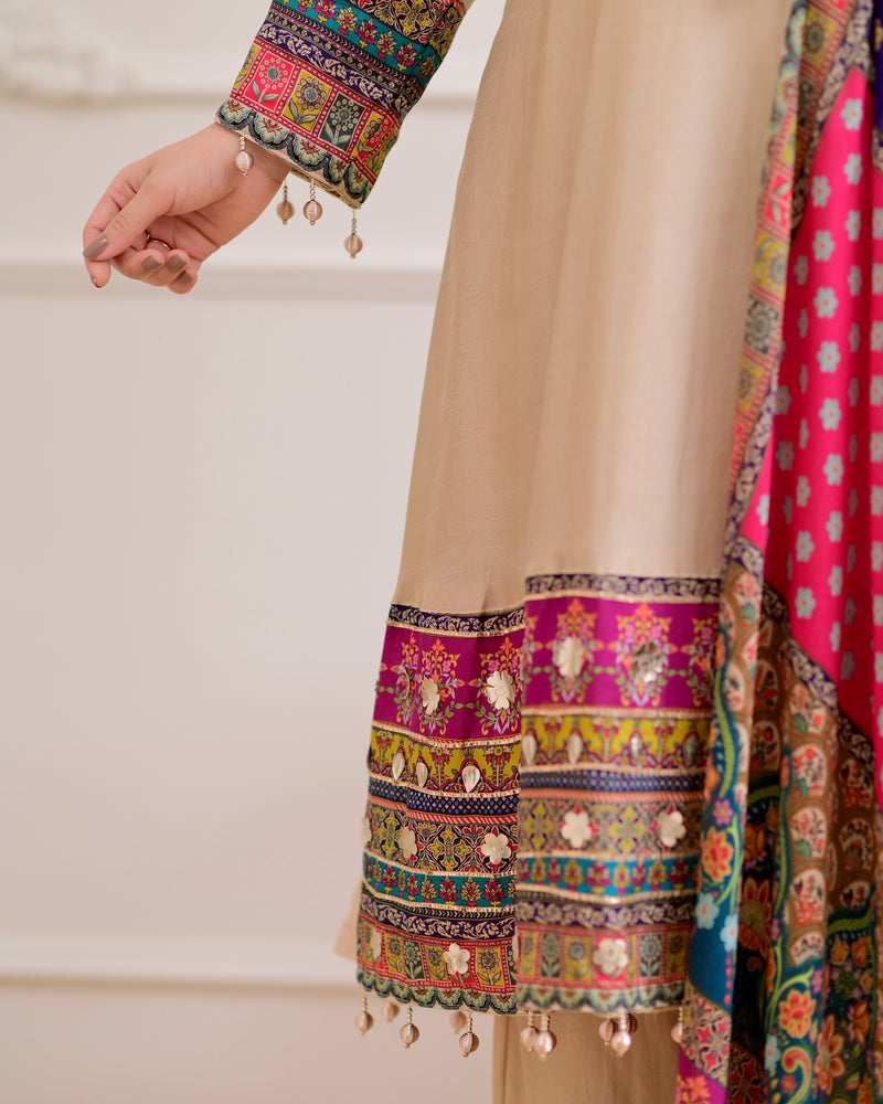 Ivory Handwork Silk A Line Festive Suit