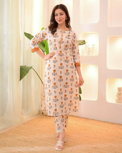 Marigold Bloom Cotton Kurta Set