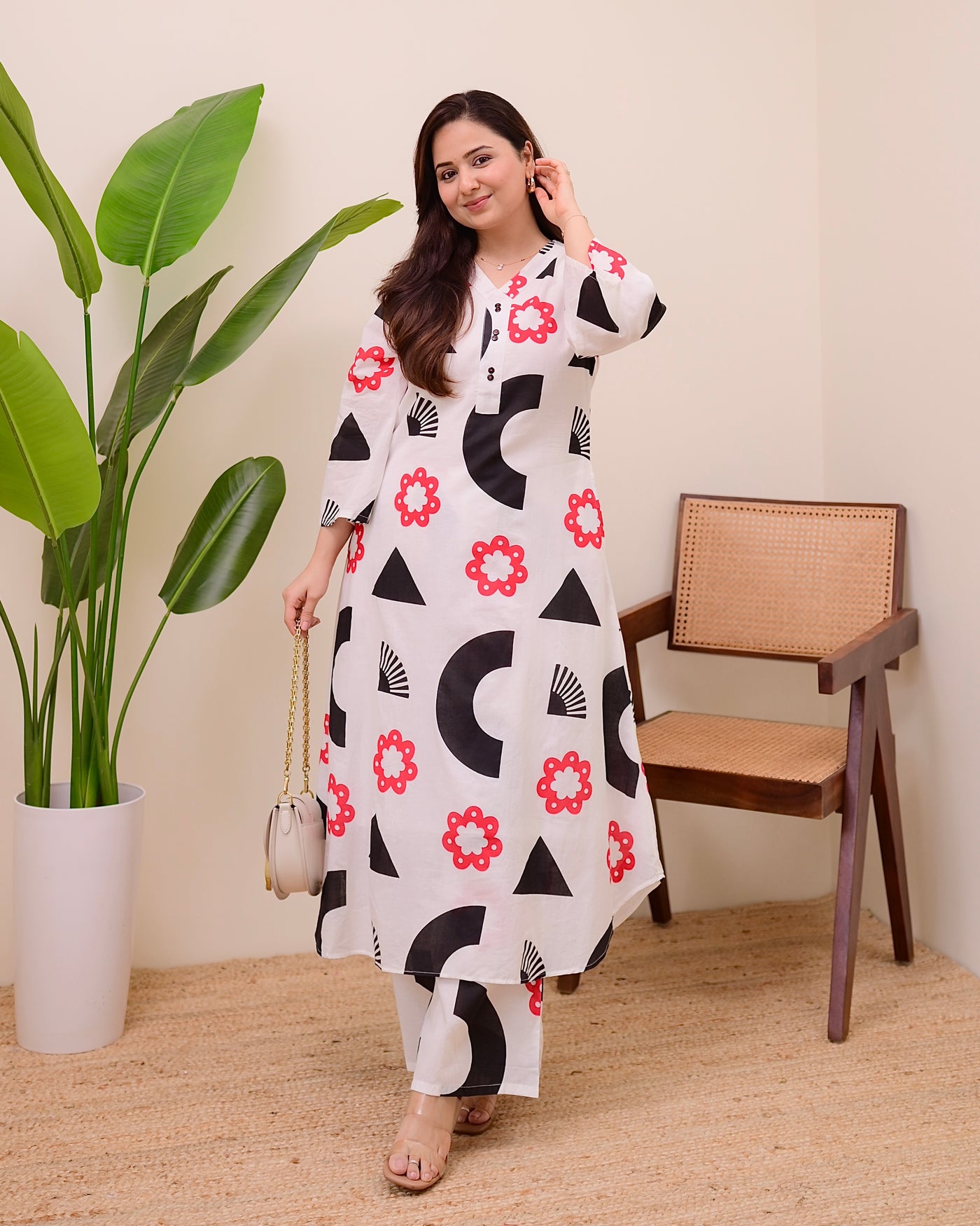 Monochrome Muse Cotton A Line Kurta Set
