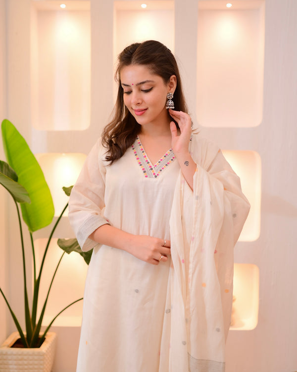 Premium Geometric Jamdani Festive Suit