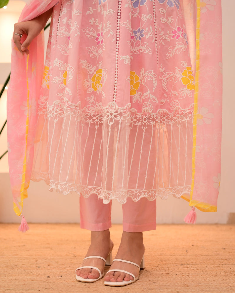 Blush Pink Garden Threadwork Festive Anarkali Suit