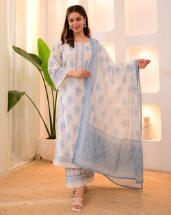Powder Blue Gulzaar Premium Cotton Suit