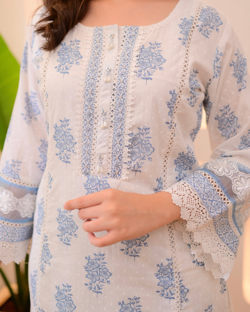 Powder Blue Gulzaar Premium Cotton Suit