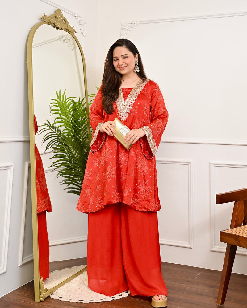 Crimson Radiance Chinnon Handwork Festive Co-ord