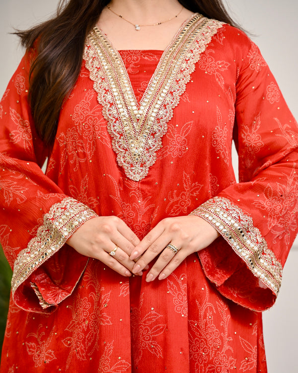 Crimson Radiance Chinnon Handwork Festive Co-ord