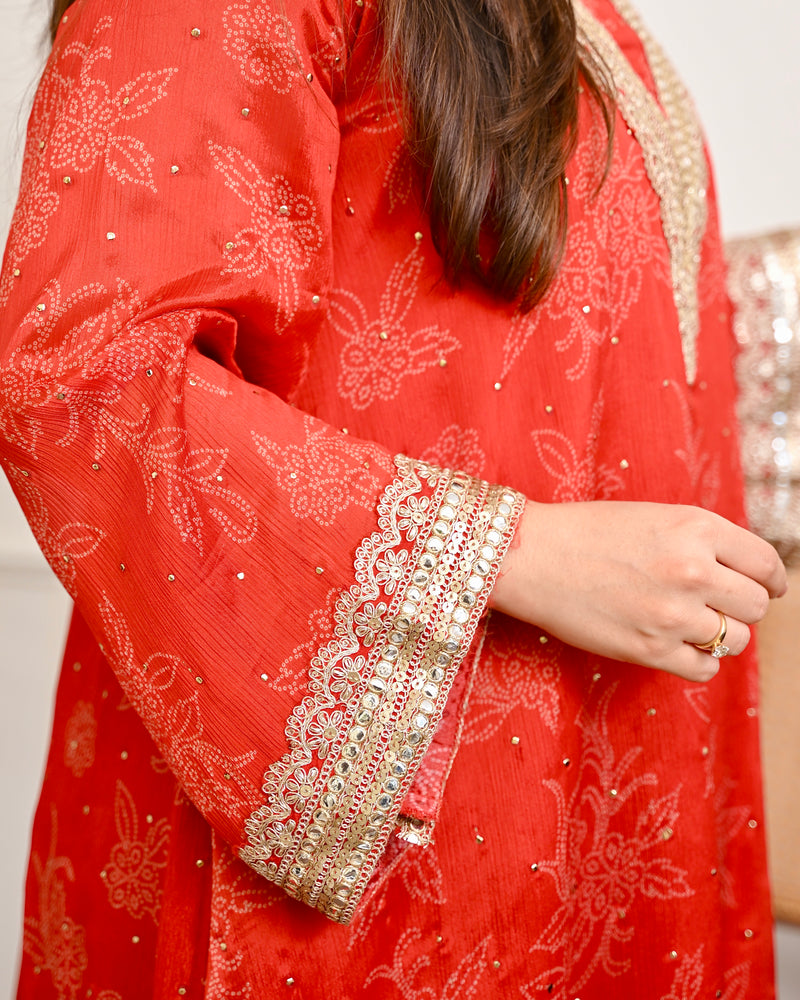 Crimson Radiance Chinnon Handwork Festive Co-ord