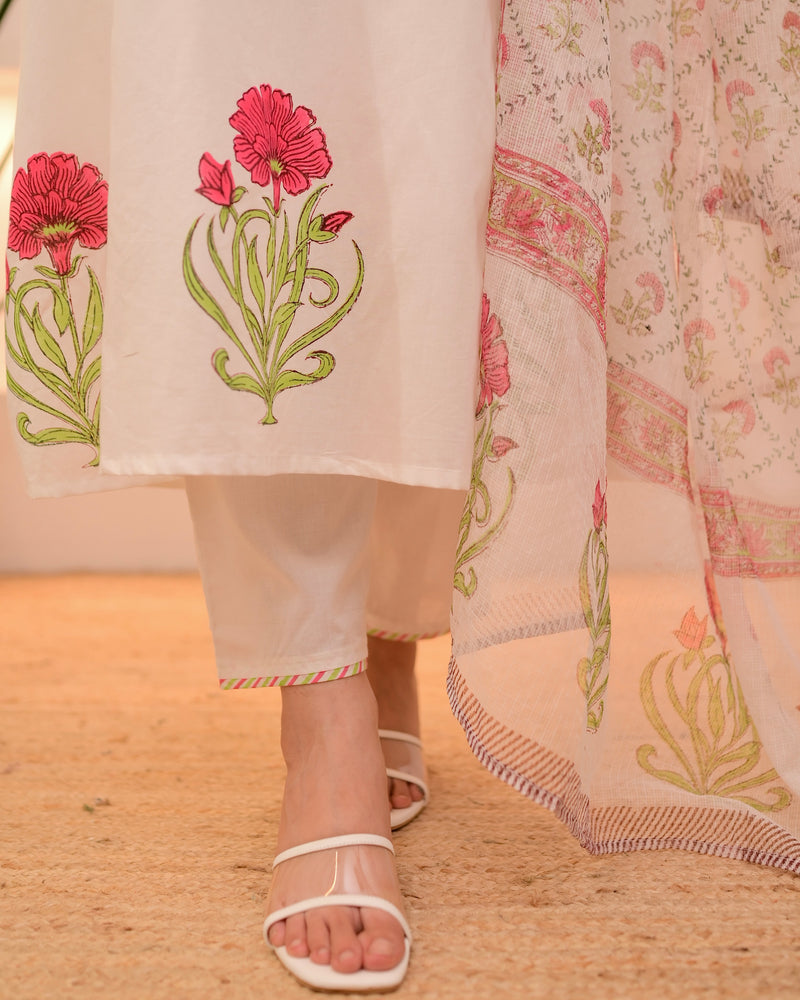 Pearl Blossom Charm A Line Cotton Suit
