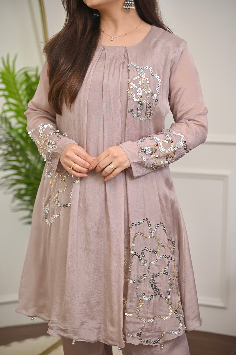 Rose Mauve Chinnon Handwork Festive Co-ord