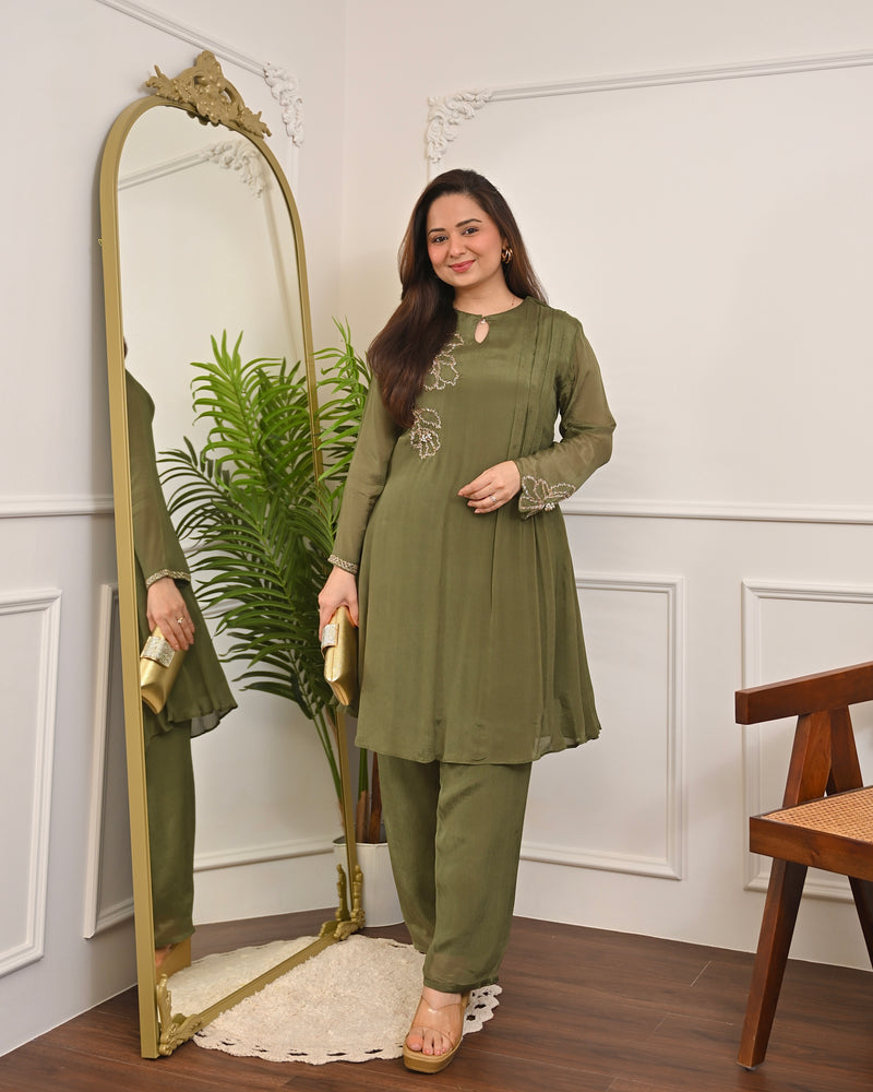 Olive Muse Chinnon Handwork Festive Co-ord