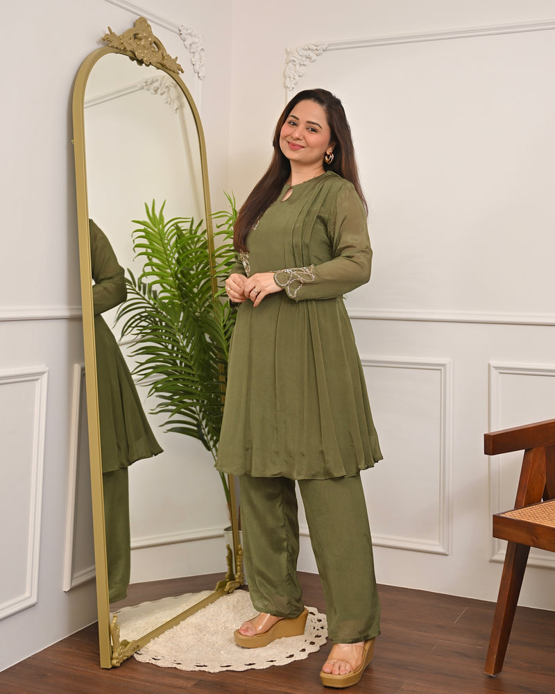 Olive Muse Chinnon Handwork Festive Co-ord