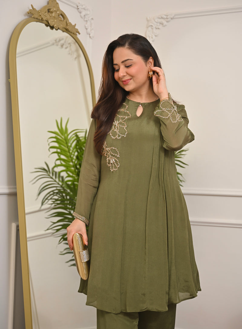 Olive Muse Chinnon Handwork Festive Co-ord