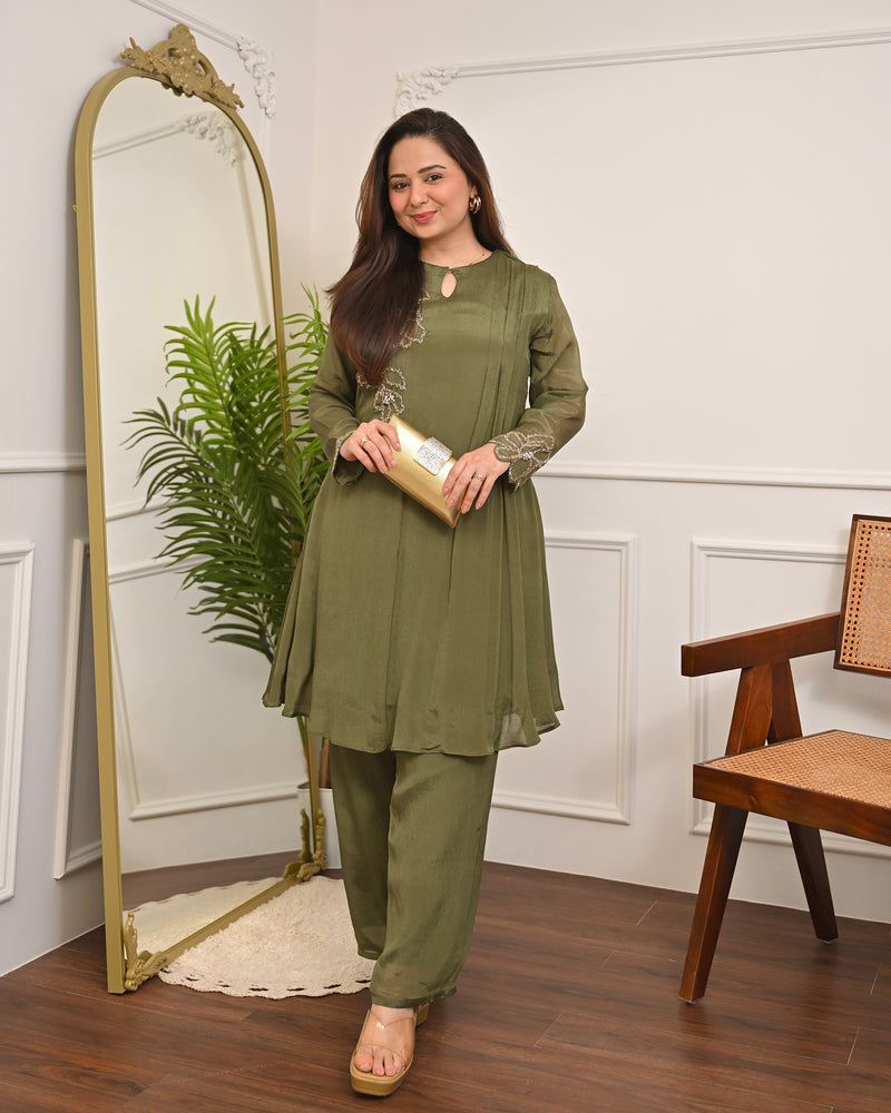 Olive Muse Chinnon Handwork Festive Co-ord