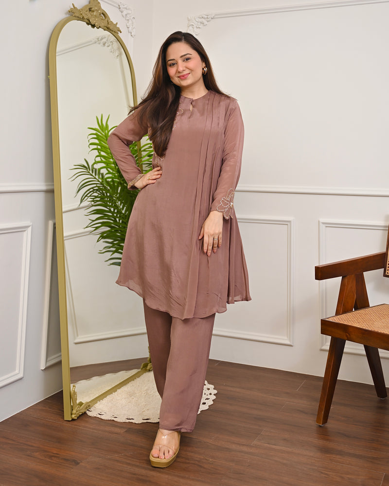 Mocha Mist Chinnon Handwork Festive Co-ord