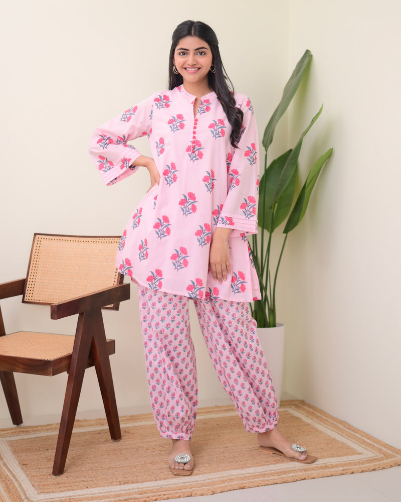 Pink Floral Afghani Co-ord