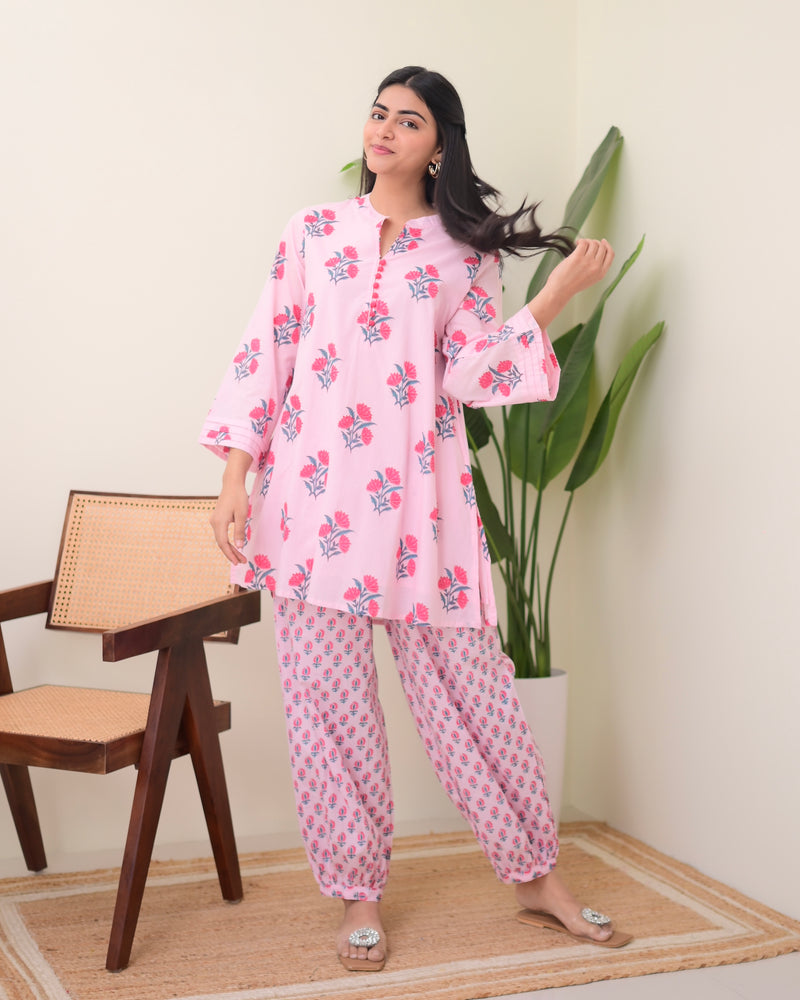 Pink Floral Afghani Co-ord