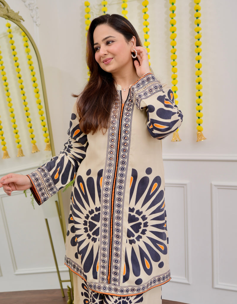 Warm Ivory Blossom Cotton Co-ord
