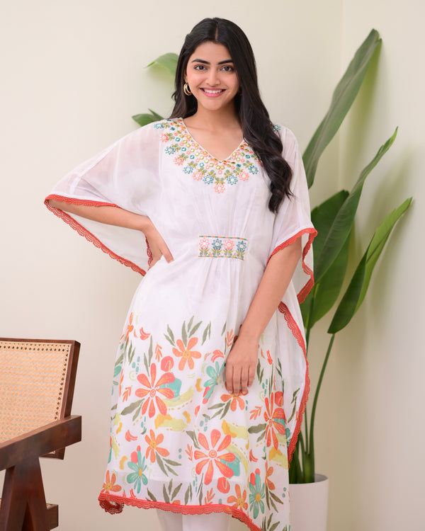 Ivory Handwork Kaftan Tulip Pant Set