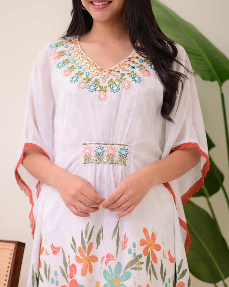 Ivory Handwork Kaftan Tulip Pant Set