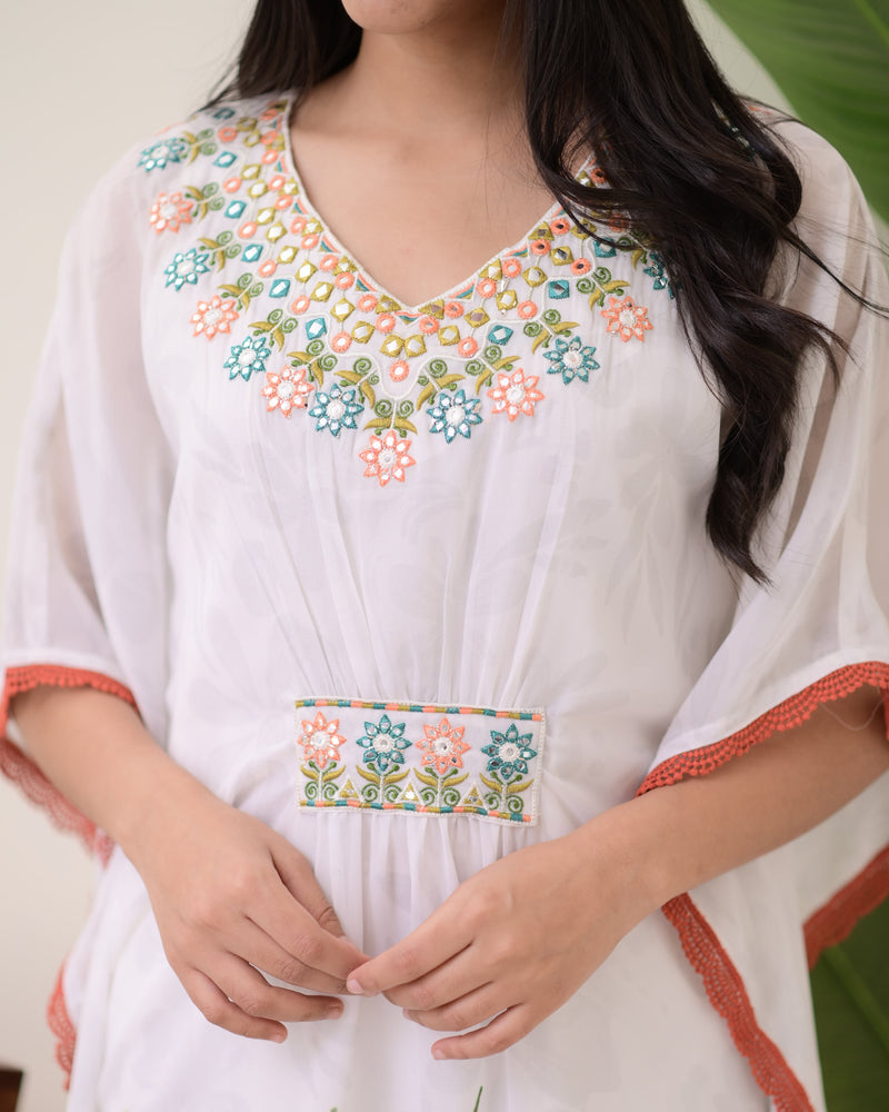 Ivory Handwork Kaftan Tulip Pant Set