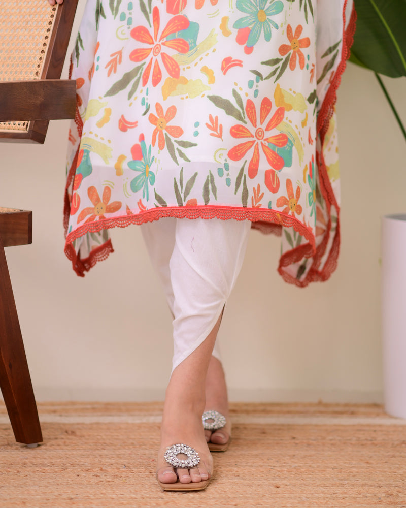 Ivory Handwork Kaftan Tulip Pant Set