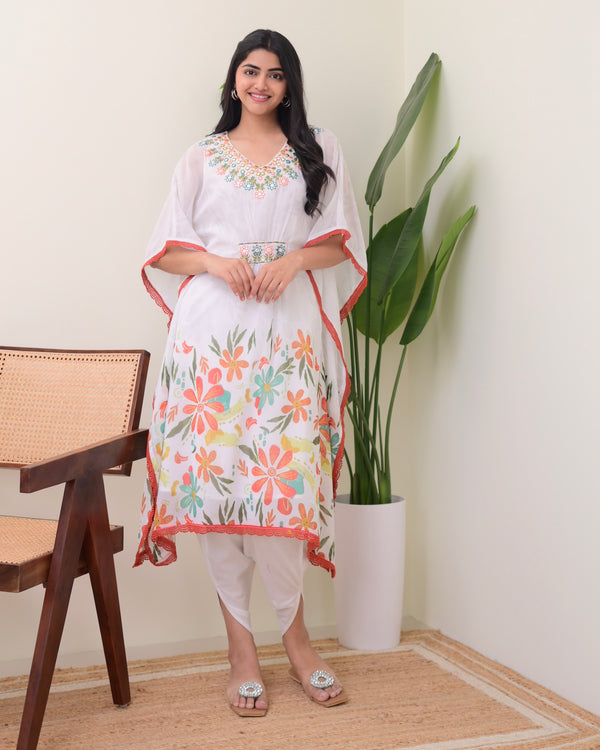 Ivory Handwork Kaftan Tulip Pant Set
