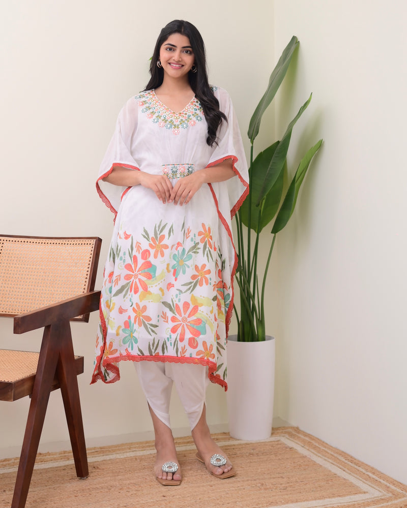 Ivory Handwork Kaftan Tulip Pant Set