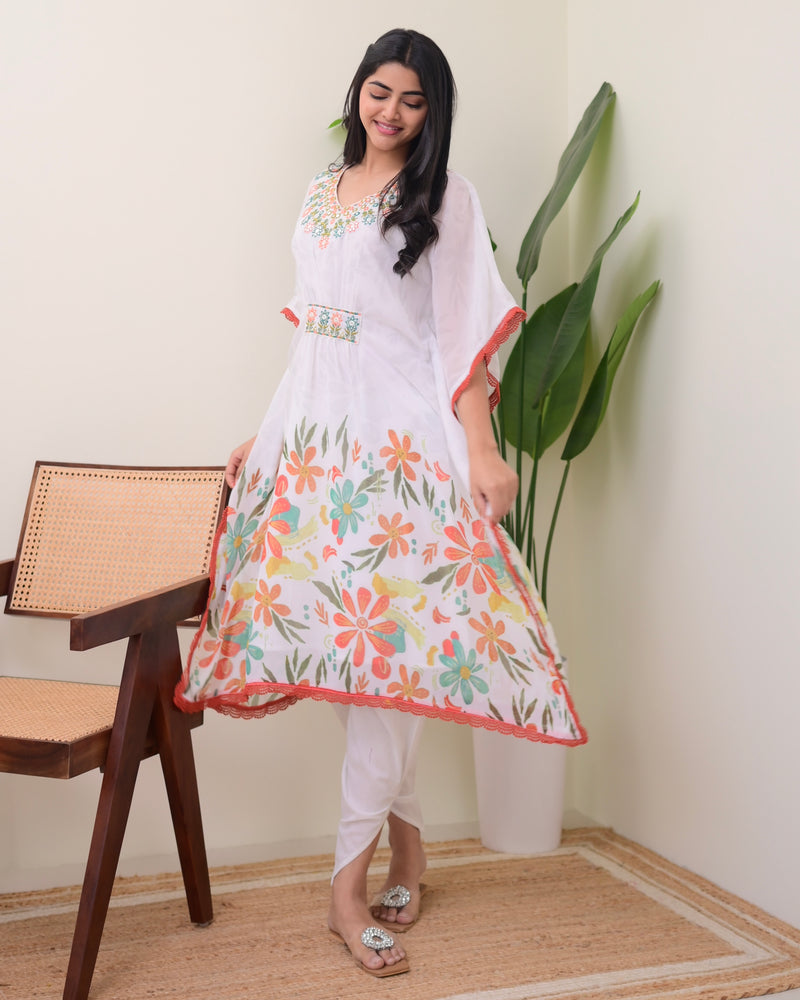 Ivory Handwork Kaftan Tulip Pant Set
