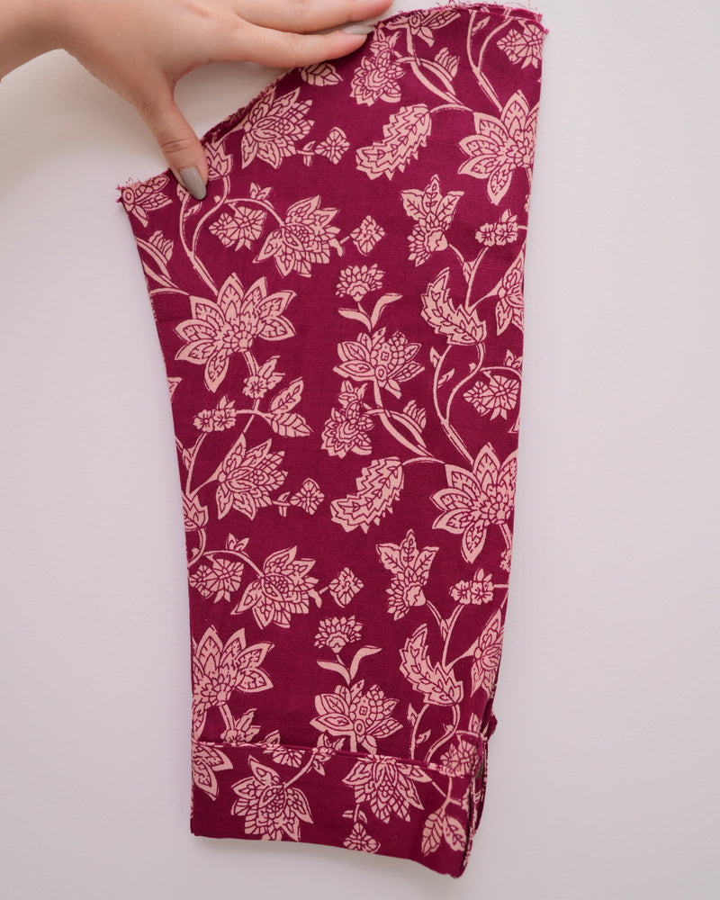 Maroon Floral A Line Kurta Schiffli Palazzo Set