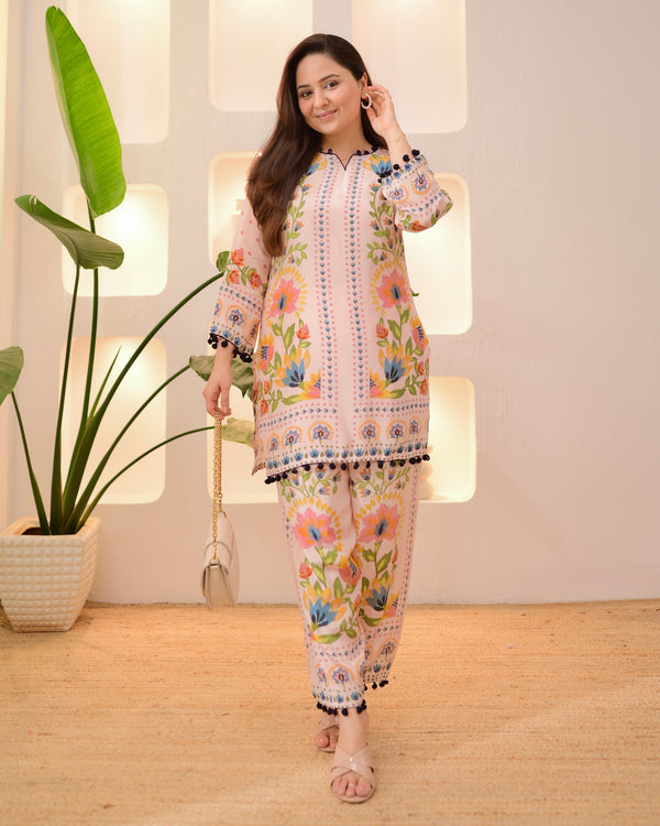 Blush Botanic Charm Crepe Co-ord Set