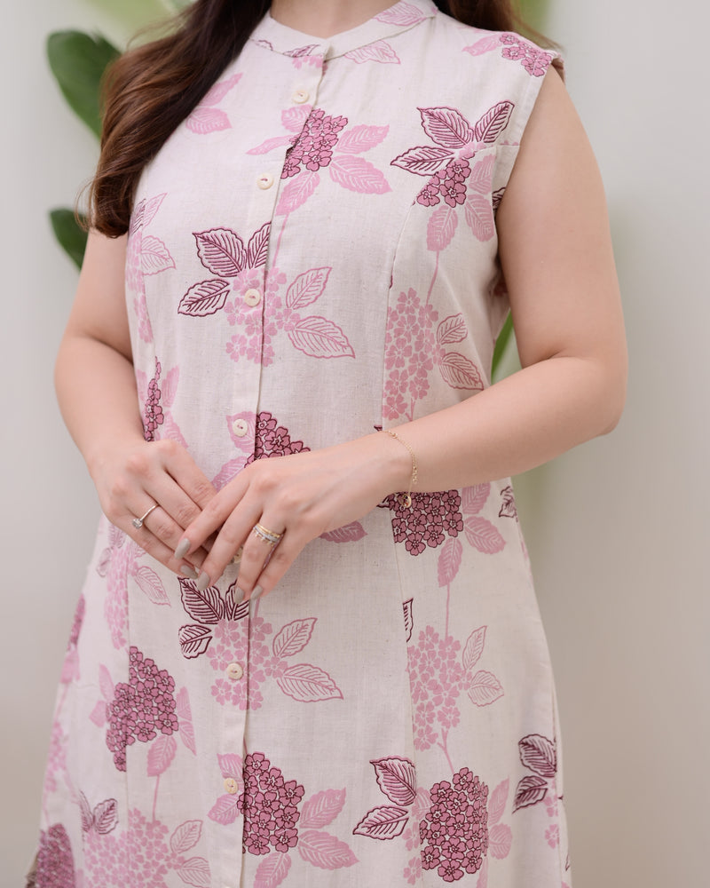 Pink Floral A Line Kurta Schiffli Palazzo Set