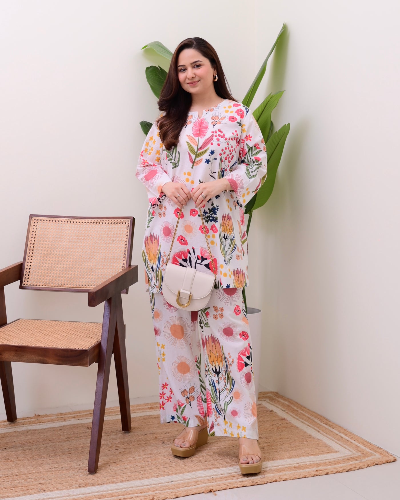 Ivory Multi Botanical Cotton Loungewear Set