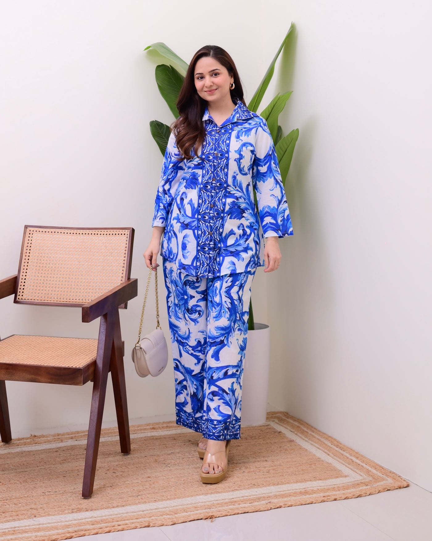 Santorini Blue Resort Cotton Loungewear Set