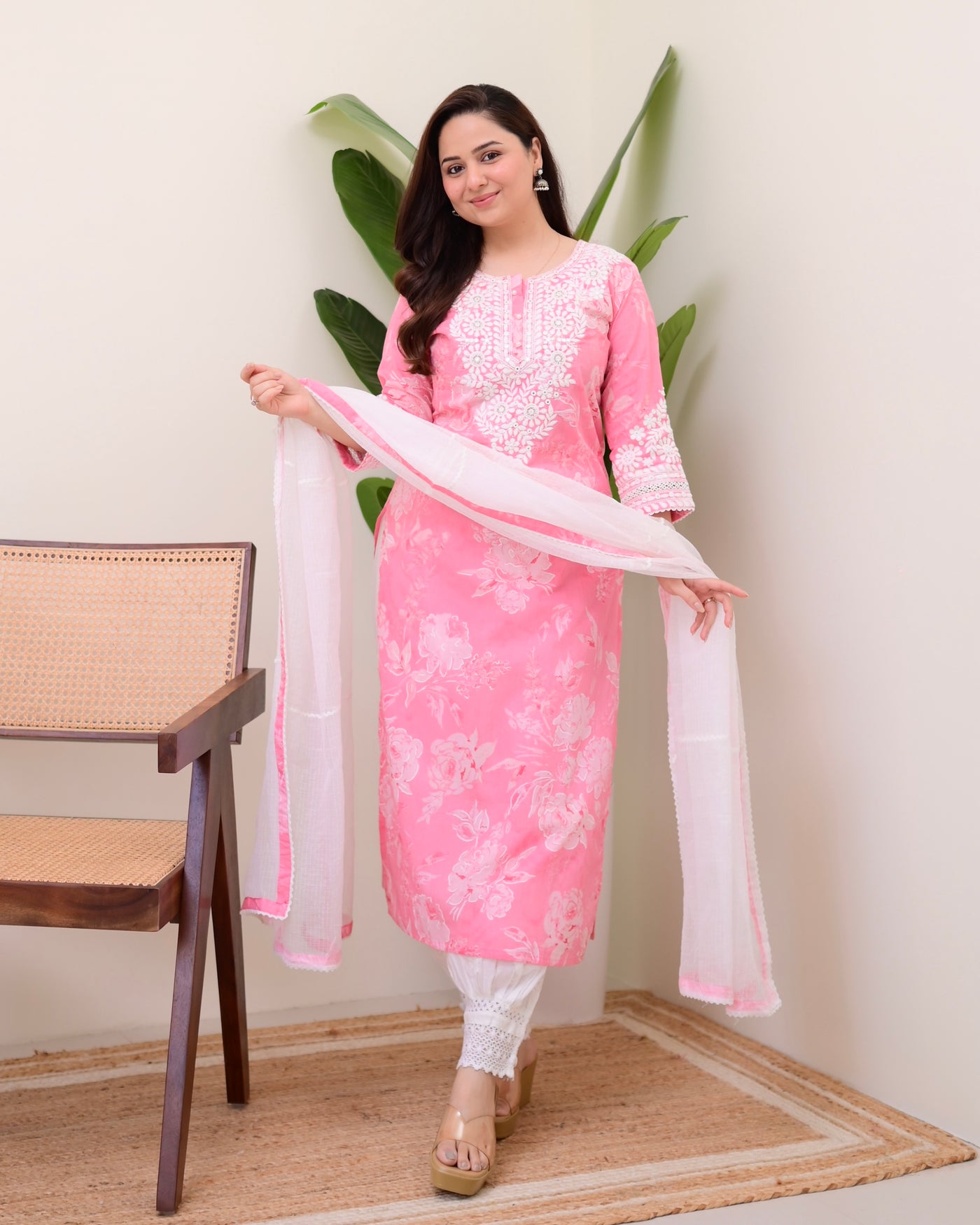 Pink Lucknowi Cotton Gulnar Suit